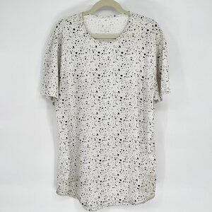 BYLT Basics Curved Hem Tee White Black Speckle Minimalist Streetwear XL